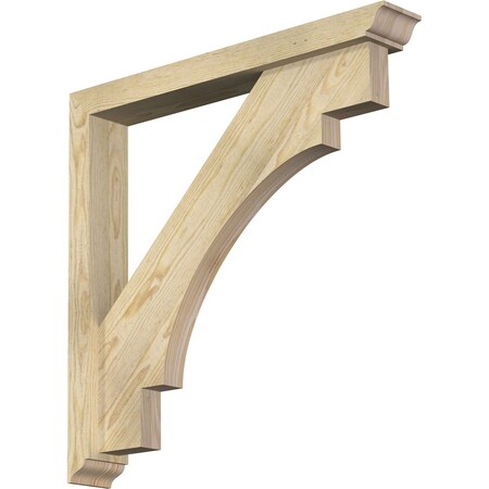 Ekena Millwork Merced Traditional Rough Sawn Bracket w/ Offset Brace, Douglas Fir, 4"W x 28"D x 28"H BKT0402X28X28MRC01RDF